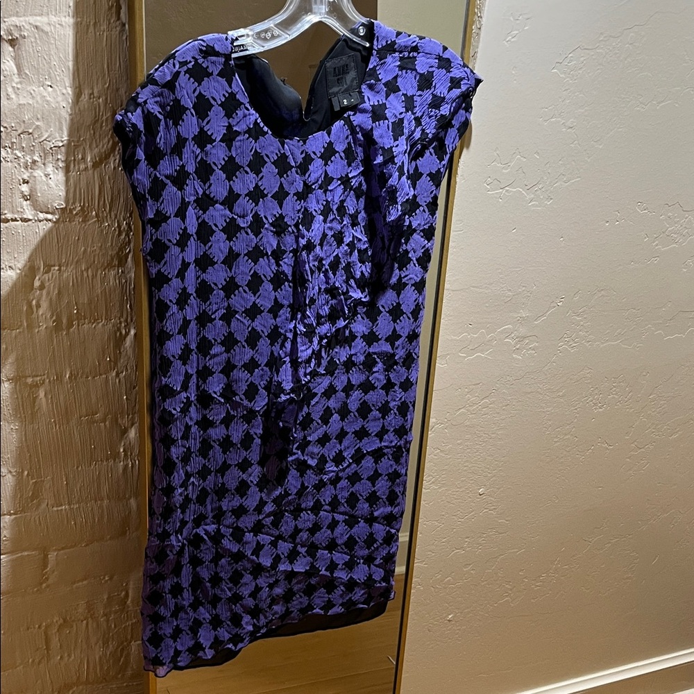 Anna Sui Silk Purple and Black Mini Dress